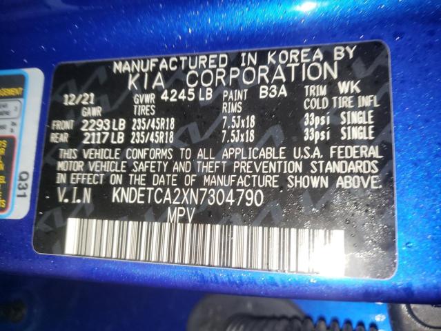 Photo 10 from auction – 2022 KIA SELTOS SX with VIN KNDETCA2XN7304790