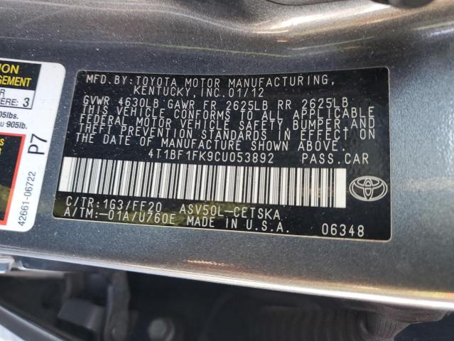 Photo 10 from auction – 2012 TOYOTA CAMRY BASE with VIN 4T1BF1FK9CU053892