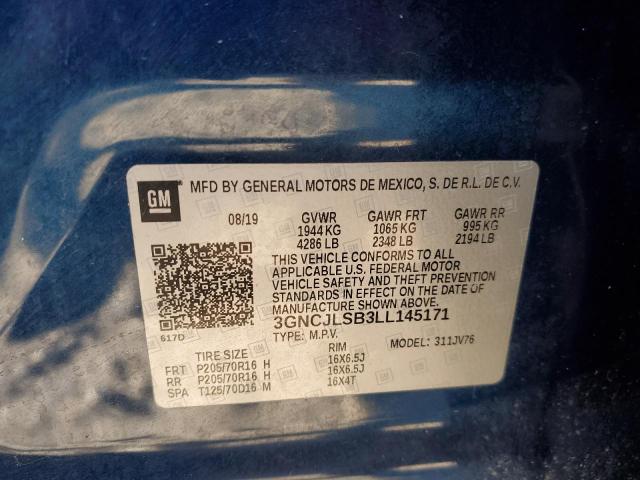 Photo 10 from auction – 2020 CHEVROLET TRAX 1LT with VIN 3GNCJLSB3LL145171