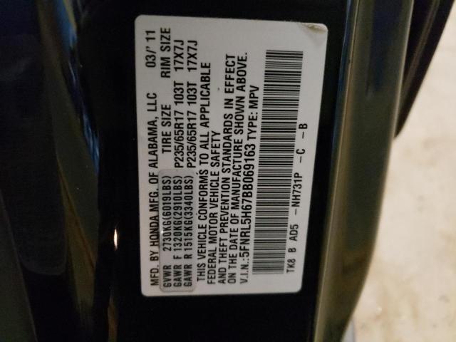 Photo 10 from auction – 2011 HONDA ODYSSEY EX with VIN 5FNRL5H67BB069163