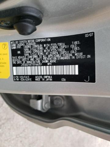 Photo 10 from auction – 2007 TOYOTA HIGHLANDER with VIN JTEGD21A770166351