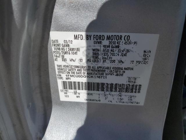 Photo 10 from auction – 2012 FORD ESCAPE XLT with VIN 1FMCU0DG1CKC36721