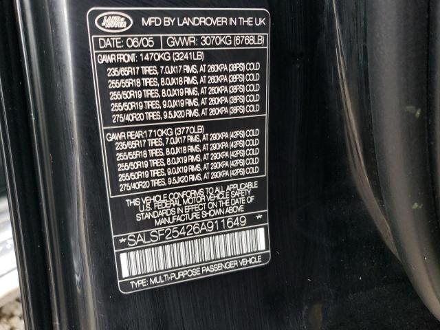 Photo 10 from auction – 2006 LAND ROVER RANGE ROVE with VIN SALSF25426A911649