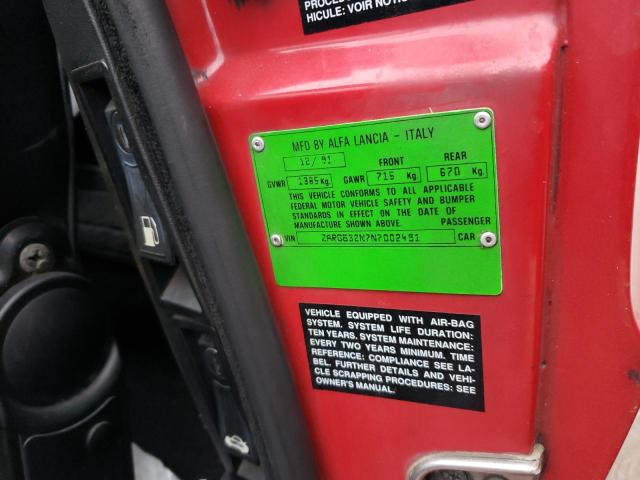 Photo 10 from auction – 1992 ALFA ROMEO SPIDER VEL with VIN ZARBB32N7N7002491