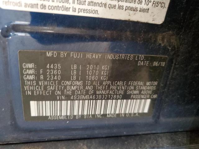 Photo 10 from auction – 2011 SUBARU LEGACY 2.5 with VIN 4S3BMBA63B3212890