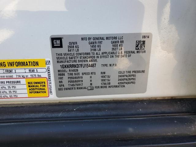 Photo 10 from auction – 2015 GMC ACADIA SLT with VIN 1GKKRRKD7FJ154487