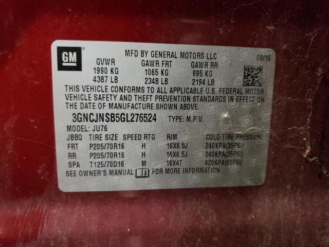 Photo 10 from auction – 2016 CHEVROLET TRAX LS with VIN 3GNCJNSB5GL276524