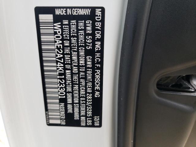 Photo 10 from auction – 2019 PORSCHE PANAMERA 4 with VIN WP0AE2A74KL123301