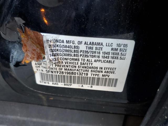 Photo 10 from auction – 2006 HONDA PILOT with VIN 5FNYF28196B013219