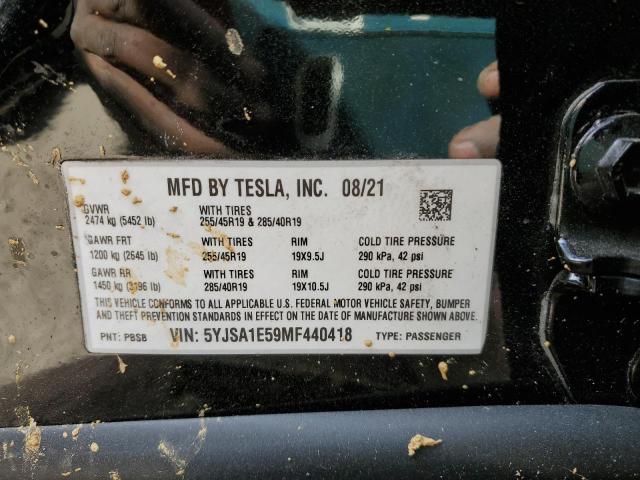 Photo 10 from auction – 2021 TESLA MODEL S with VIN 5YJSA1E59MF440418