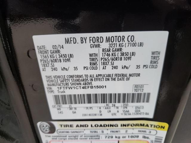 Photo 10 from auction – 2014 FORD F150 SUPER with VIN 1FTFW1CT4EFB15001