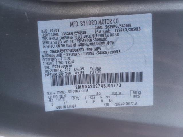 Photo 10 from auction – 2004 MERCURY MONTEREY with VIN 2MRDA20274BJ04773