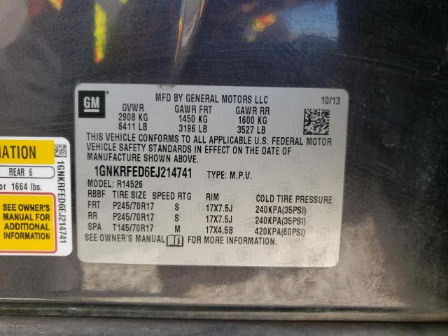 Photo 10 from auction – 2014 CHEVROLET TRAVERSE L with VIN 1GNKRFED6EJ214741
