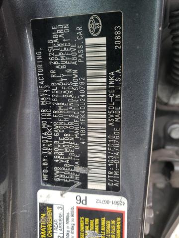 Photo 10 from auction – 2013 TOYOTA CAMRY L with VIN 4T1BF1FK4DU240782
