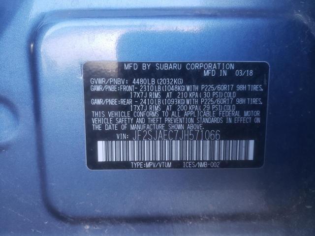 Photo 10 from auction – 2018 SUBARU FORESTER 2 with VIN JF2SJAEC7JH571066