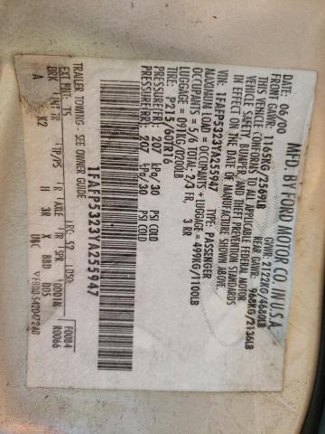 Photo 10 from auction – 2000 FORD TAURUS SE with VIN 1FAFP5323YA255947