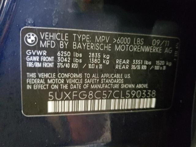 Photo 10 from auction – 2012 BMW X6 XDRIVE5 with VIN 5UXFG8C57CL590338