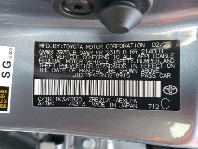 Photo 10 from auction – 2022 TOYOTA COROLLA LE with VIN JTDEPMAE2NJ218915