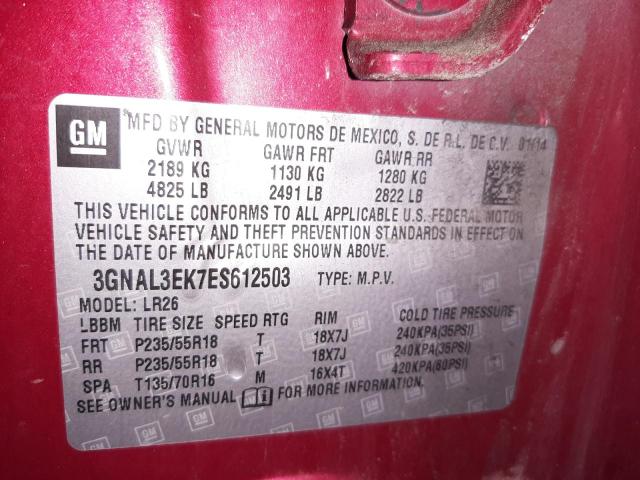 Photo 10 from auction – 2014 CHEVROLET CAPTIVA LT with VIN 3GNAL3EK7ES612503