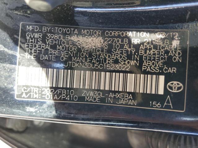Photo 10 from auction – 2012 TOYOTA PRIUS with VIN JTDKN3DU5C1523022