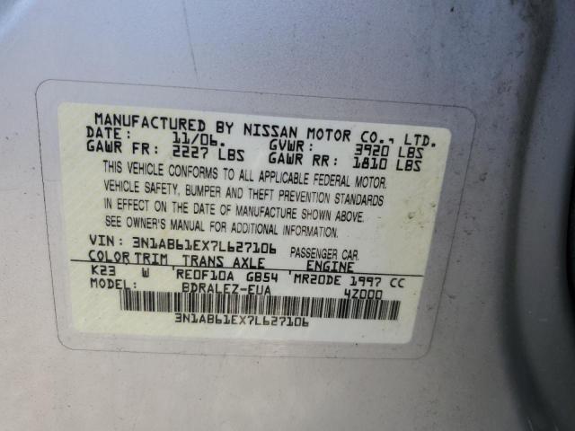 Photo 10 from auction – 2007 NISSAN SENTRA with VIN 3N1AB61EX7L627106