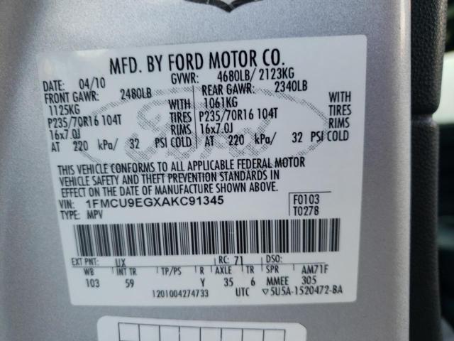Photo 10 from auction – 2010 FORD ESCAPE LIM with VIN 1FMCU9EGXAKC91345