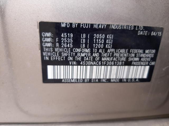 Photo 10 from auction – 2015 SUBARU LEGACY 2.5 with VIN 4S3BNAC61F3061381