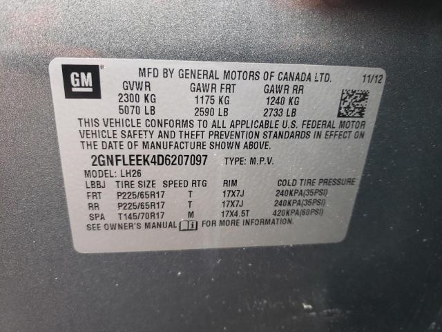 Photo 10 from auction – 2013 CHEVROLET EQUINOX LT with VIN 2GNFLEEK4D6207097