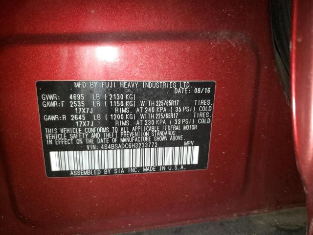 Photo 10 from auction – 2017 SUBARU OUTBACK 2. with VIN 4S4BSADC6H3233772