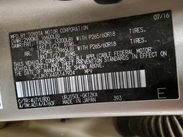 Photo 10 from auction – 2016 LEXUS GX 460 PRE with VIN JTJJM7FX4G5147924