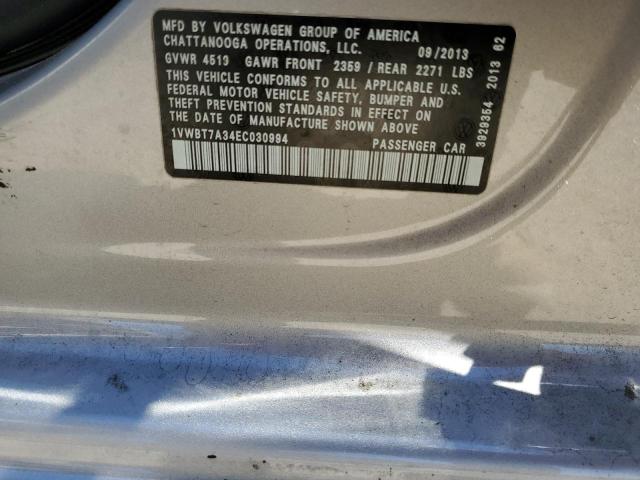 Photo 10 from auction – 2014 VOLKSWAGEN PASSAT SE with VIN 1VWBT7A34EC030994