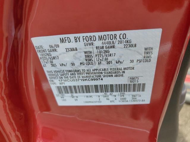 Photo 10 from auction – 2009 FORD ESCAPE XLT with VIN 1FMCU03719KC99974