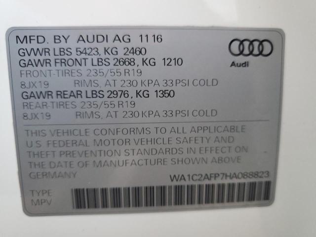 Photo 10 from auction – 2017 AUDI Q5 PREMIUM with VIN WA1C2AFP7HA088823