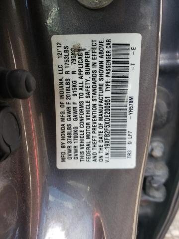 Photo 10 from auction – 2013 HONDA CIVIC LX with VIN 19XFB2F5XDE200951