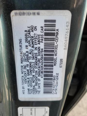 Photo 10 from auction – 2002 TOYOTA CAMRY LE with VIN 4T1BE32K42U564784
