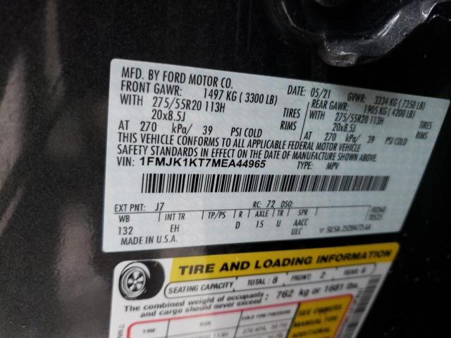 Photo 10 from auction – 2021 FORD EXPEDITION with VIN 1FMJK1KT7MEA44965