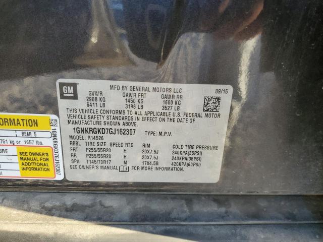 Photo 10 from auction – 2016 CHEVROLET TRAVERSE L with VIN 1GNKRGKD7GJ162307