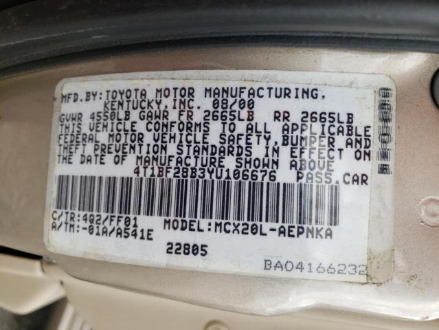 Photo 10 from auction – 2000 TOYOTA AVALON with VIN 4T1BF28B3YU106676