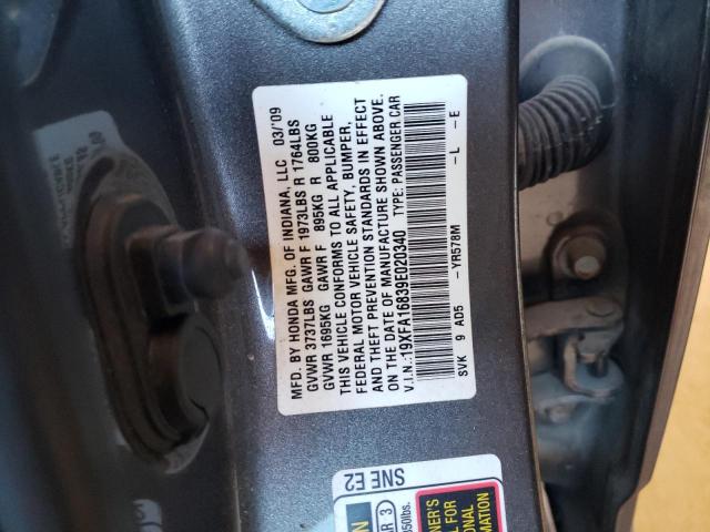 Photo 10 from auction – 2009 HONDA CIVIC EX with VIN 19XFA16839E020340