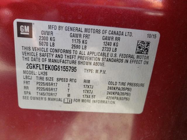 Photo 10 from auction – 2016 GMC TERRAIN SL with VIN 2GKFLTEK0G6155795