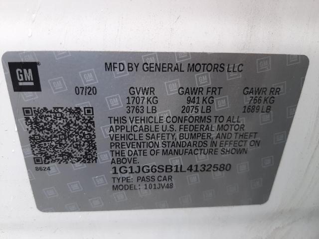 Photo 10 from auction – 2020 CHEVROLET SONIC with VIN 1G1JG6SB1L4132580