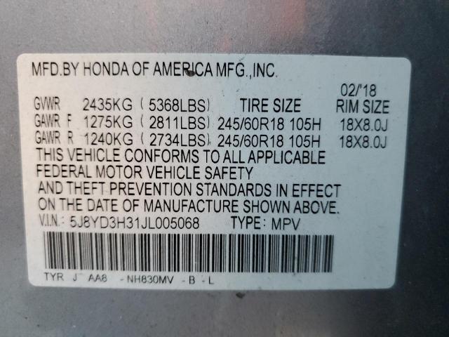 Photo 10 from auction – 2018 ACURA MDX with VIN 5J8YD3H31JL005068