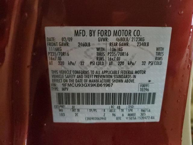 Photo 10 from auction – 2009 FORD ESCAPE XLT with VIN 1FMCU93GX9KB61967