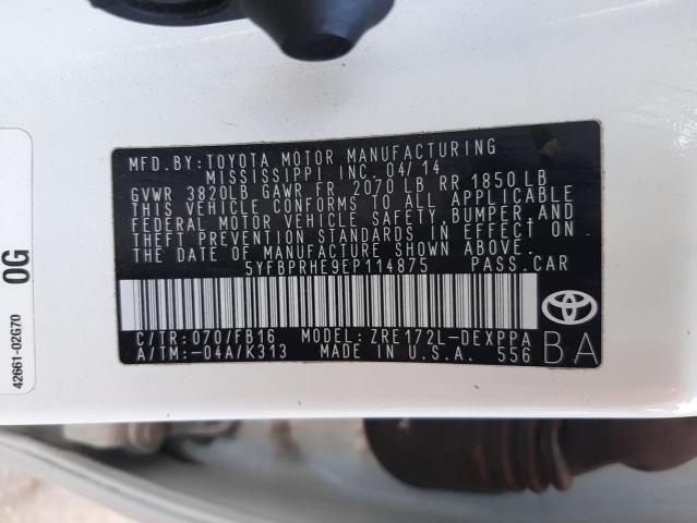 Photo 10 from auction – 2014 TOYOTA COROLLA EC with VIN 5YFBPRHE9EP114875