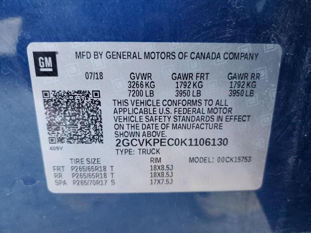 Photo 10 from auction – 2019 CHEVROLET SILVERADO with VIN 2GCVKPEC0K1106130