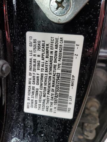 Photo 10 from auction – 2013 HONDA CIVIC LX with VIN 19XFB2F53DE229403