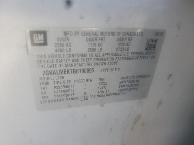 Photo 10 from auction – 2016 GMC TERRAIN SL with VIN 2GKALMEK7G6100096