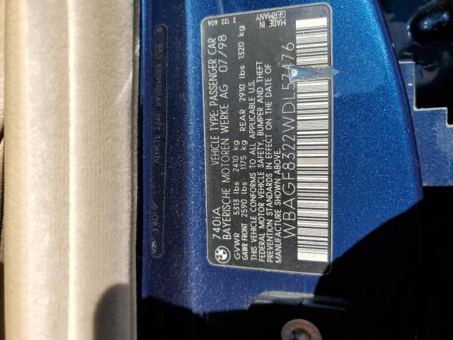 Photo 10 from auction – 1998 BMW 740 I AUTO with VIN WBAGF8322WDL57476