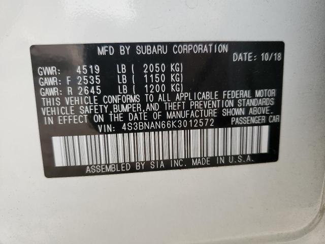 Photo 10 from auction – 2019 SUBARU LEGACY 2.5 with VIN 4S3BNAN66K3012572
