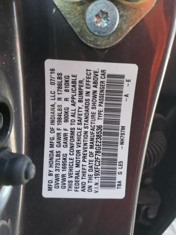 Photo 10 from auction – 2016 HONDA CIVIC EX with VIN 19XFC2F78GE238536